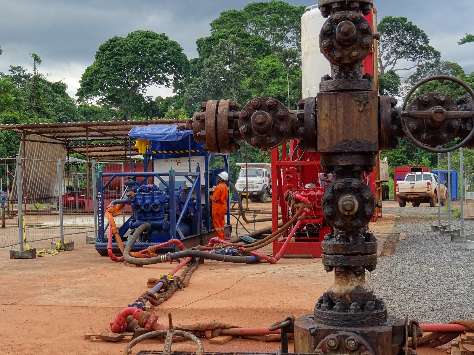 Twin pump wellhead equipment in the field